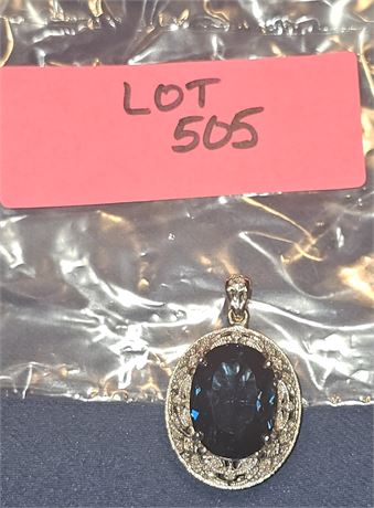 Sterling 1" Ocean Blue Pendant 0.41 ozt