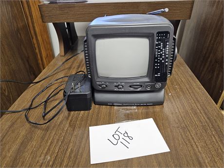 Portable Electro Brand B&W TV Radio Receiver