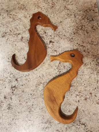 Monkey Pod Wood Handmade Wooden Sea Horses