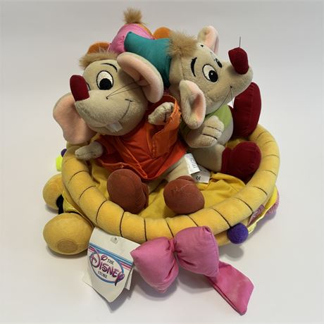 The Disney Store Cinderella Mice in Basket Bean Bag Plush