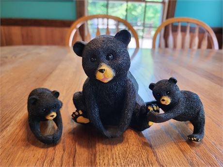 Mama Bear & Cubs Resin Figurines (3)
