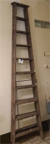 Vintage Wood 10ft Folding Ladder
