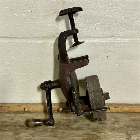 Antique Hand Crank Bench Mount Grinder Sharpener