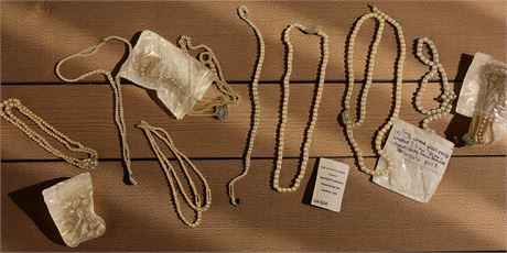 Cream Faux Pearl & Bead Broken Necklace Crafting Lot