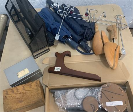 Wood Shoe Trees, Umbrellas, Metal Folder File, Storage Boxes & More