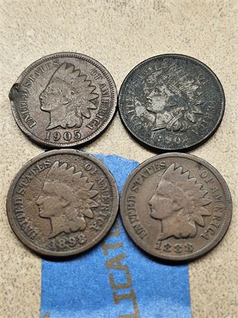 1883/1890/1898/1905 Indian Head Pennies