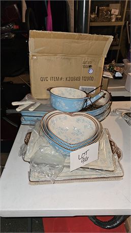 Temp-tations Oven to Table Ware Floral Lace Pattern, Heart Bowls, & More