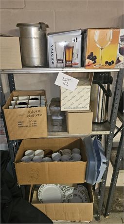 Shelf Cleanout- Mugs, Silver Goblets, Wine Glasses, Gibson Christmas Plates & Mo