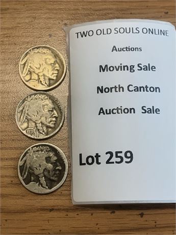 1936 Buffalo Nickel D Mark Mint Denver  & 2 Buffalo Nickels (No Dates)