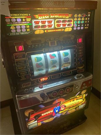 Japanese Pachislot Machine Game - Seven Vs Dollars - Comes W/Tokens & Stand