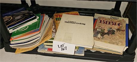 Mixed Book Lot- Bibles Set, Sheet Music, Cookbooks & More