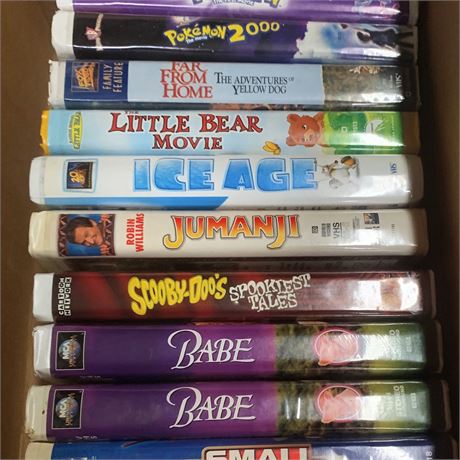 VHS Movie Lot - Pokémon 2000, Little Bear Movie, Ice Age, Far From Home, Babe