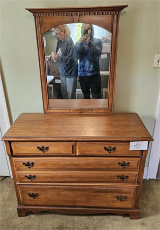 Vintage Wood Dresser & Mirror