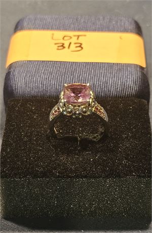 Sterling 925 Purple Garnet Ring Sz 10