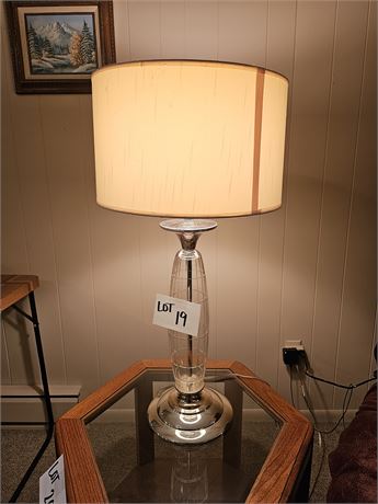 Glass & Silvertone Table Lamp