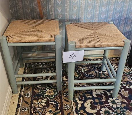 Tiki Style Counter Height Rattan Stools