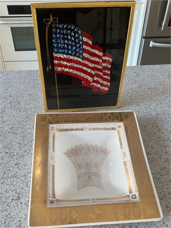 Georges Briard Harvest/Golden Wheat Bent Glass Square Tray