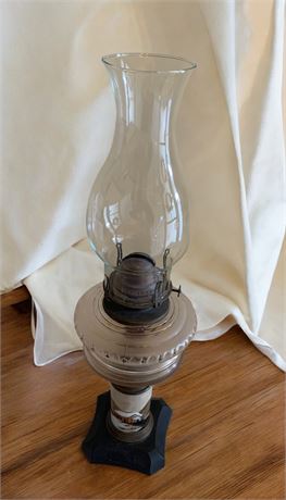 Queen Anne Antique Oil Lamp With Clear Glass Chimney - Model #2