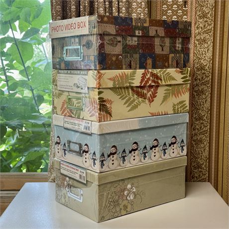 New - Set of 4 Storage Boxes (Photos, Memories, VHS, Crafts, Etc)