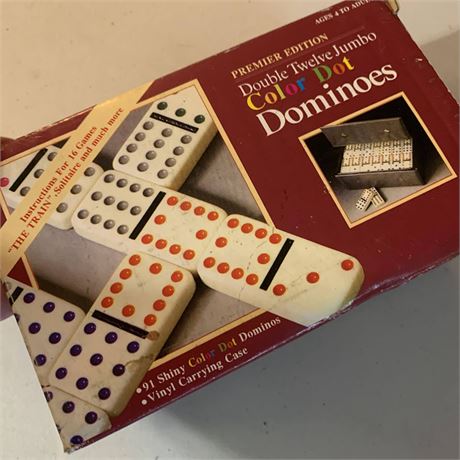 Vintage Dominoes Game Premiere Edition Double 12 Jumbo Color Dot