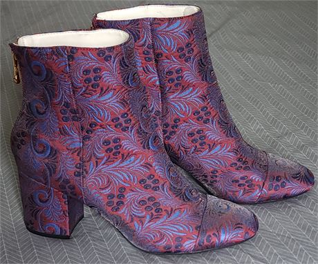 Unique Blue, Red, Purple Floral Boots *Like New*