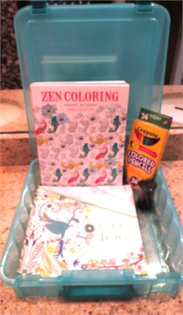 Adult Coloring Books, Pencils, Sharpener