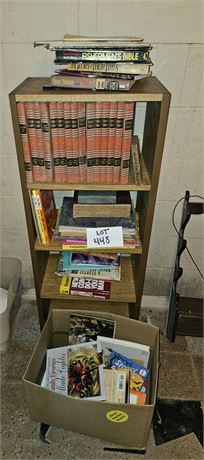Mixed Book Lot & Shelf- Childs Craft Books, Cookbooks, Medical & More