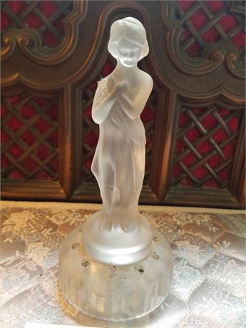 Vintage Cambridge Glass "Bashful Charlotte" Frosted Glass Flower Frog