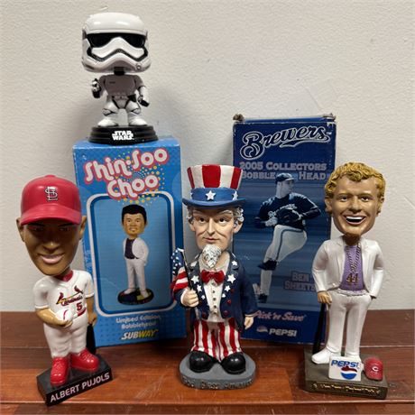 Mixed Bobblehead Lot - Sports, Uncle Sam, Subway and Funko