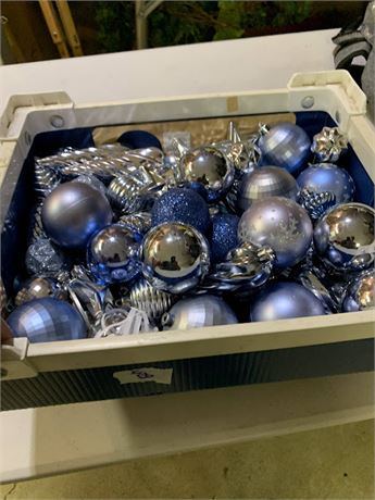 Christmas Bulbs Balls Mixed Blue and Silver Tree Ornaments