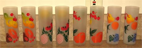 Vintage Federal Frosted Fruit Glasses