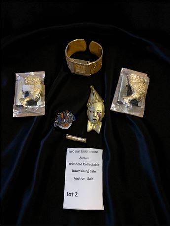 Vintage Costume Jewelry Tears of a Clown Brooch, Studio Cuff Style Watch & More