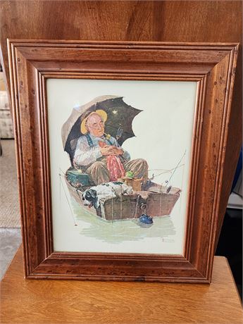 Vintage Norman Rockwell Framed "Gone Fishing" Print