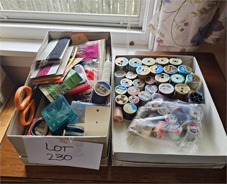 Mixed Sewing Lot- Thread, Scissors, Notions & More