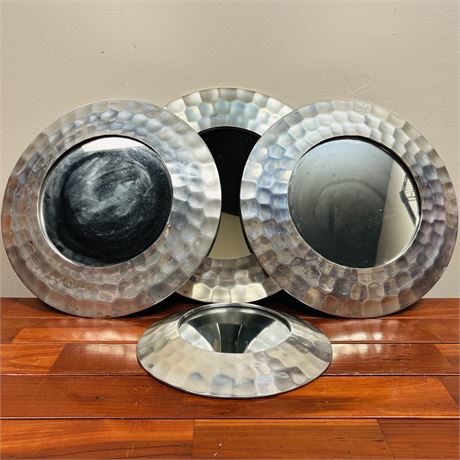 Hammered Style Decorative Wall Mirrors Set of 4 - 14"D Largest