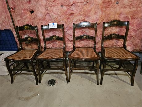 (4) Woven Seat Wood Chairs