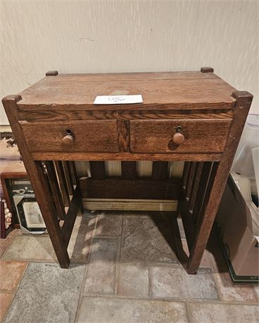 Antique Wood 2 Drawer Table