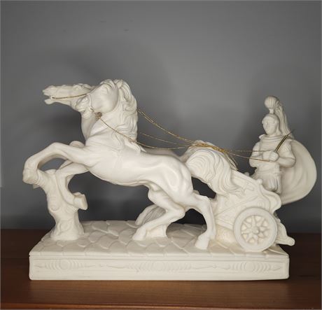 Vintage Roman Gladiator/Horse Resin Statue~Numbered 190/400