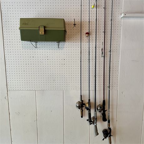 Fishing Poles and Plano Tackle Box Lot