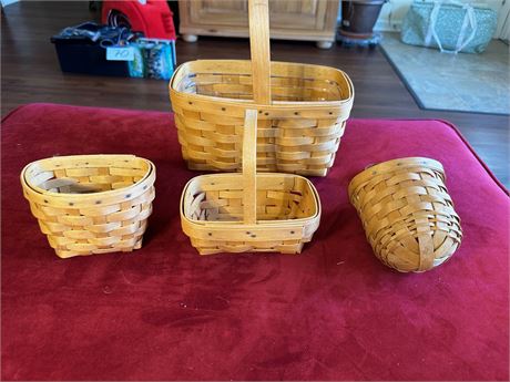 Longaberger 3 mini baskets and one med handled basket