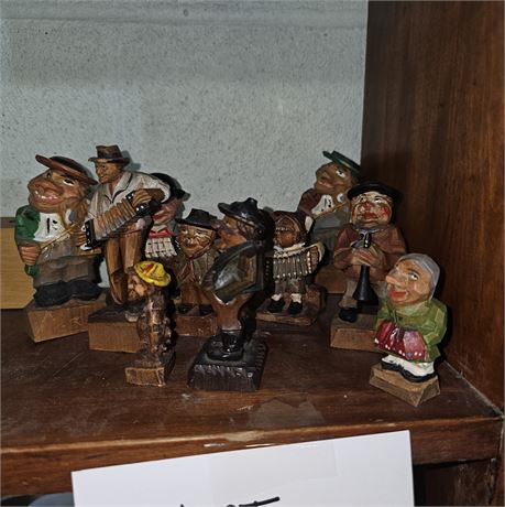 Wood Hand Carved Swiss Made Mixed Figurine Lot : Different Sizes & Themes