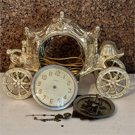 United Clock Corp. Electric Carriage Mantel Clock for Parts/Repair