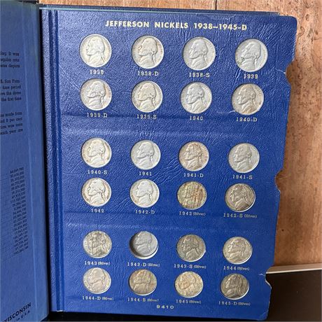 Jefferson Nickels 1938-1965 Book with Silver War Nickels