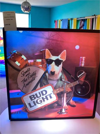 Bud Light Spuds McKenzie Lighted Beer Ad Sign Spuds and the Party Animals