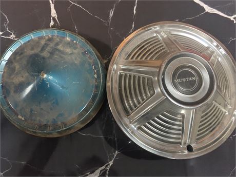 1965 Mustang Hubcap & Blue Wheel Center Cap Lot of 2 (Vintage)
