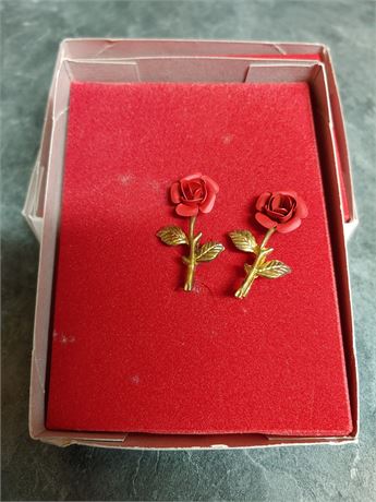 Set of 2 Red Rose Pins