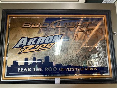 Bud Light Fear the Roo University of Akron Zips Framed Mirror 51.5 x 33.5
