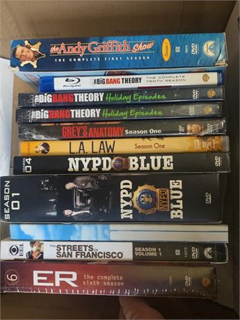 DVDs Andy Griffith, The Big Bang Theory, NYPD Blue,  Greys Anatomy, ER & More