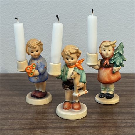Early Hummel Goebel TM2 Set of 3 Figurine Candle Holders