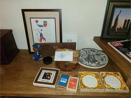 Mixed Decor Lot: San Fran. Wood Cable Car Music Box / Coasters & More